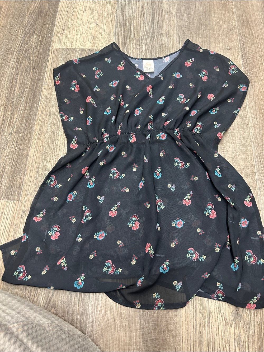 wonder nation Black Floral Swim cover up